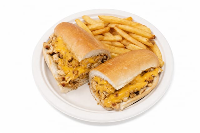 Chicken Cheese Steak with Fries.
