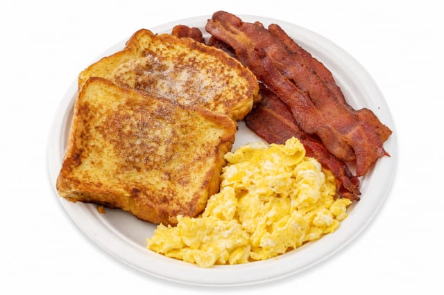 French Toast, Eggs and Beef Bacon Platter.