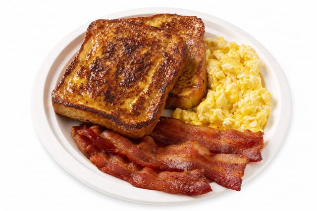 French Toast, Eggs and Bacon Platter.