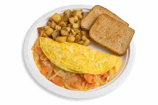 Lox and Onion Omelette.