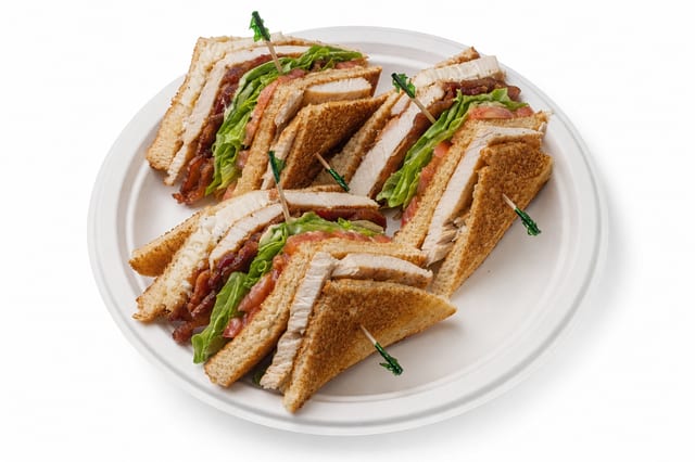 Chicken Club with Beef Bacon.