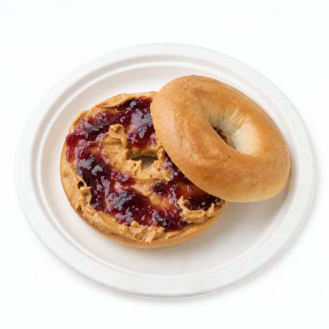 Bagel with Peanut Butter and Jelly.